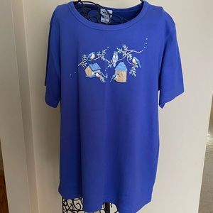 Shipshe Women’s Knit Shirt W/ Birds Size Large